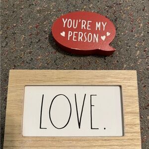 Red and Natural Wood Love Decor Set